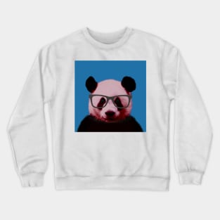 Geeky Nerd Panda in Blue Background - Print / Home Decor / Wall Art / Poster / Gift / Birthday / Panda Lover Gift / Animal print Crewneck Sweatshirt